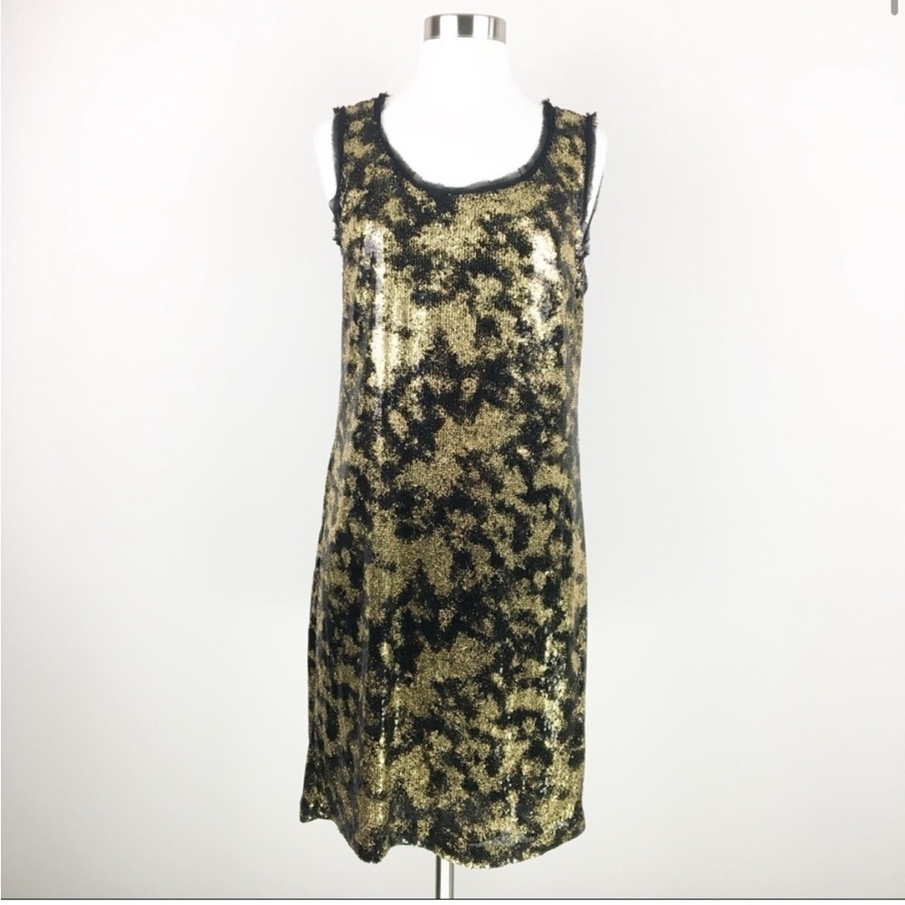 Michael Kors Metallic Gold Sequins Sheath Dress - Picture 4 of 13